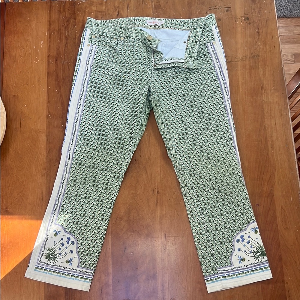 Green Patterned Tory Burch Women's Jeans